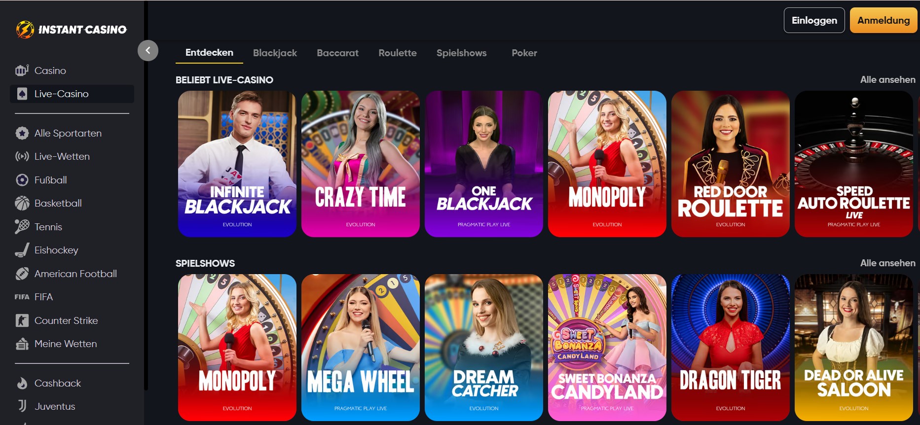 Ein farbenfrohes Bild mit attraktiven Casino-Boni für neue Spieler bei Instant Casino, perfekt für den Start ihrer Gaming-Reise.